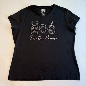 SANTA PAWS WOMEN'S SHORT SLEEVE SHIRT 2XL CHRISTMAS